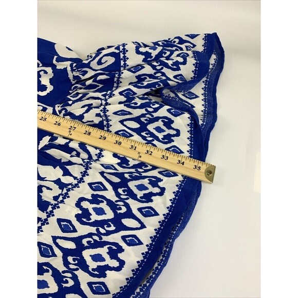 ZARA Blue Print Mini Dress Button Oversized Ruffle Peplum Pintuck Womens Large - Picture 10 of 12